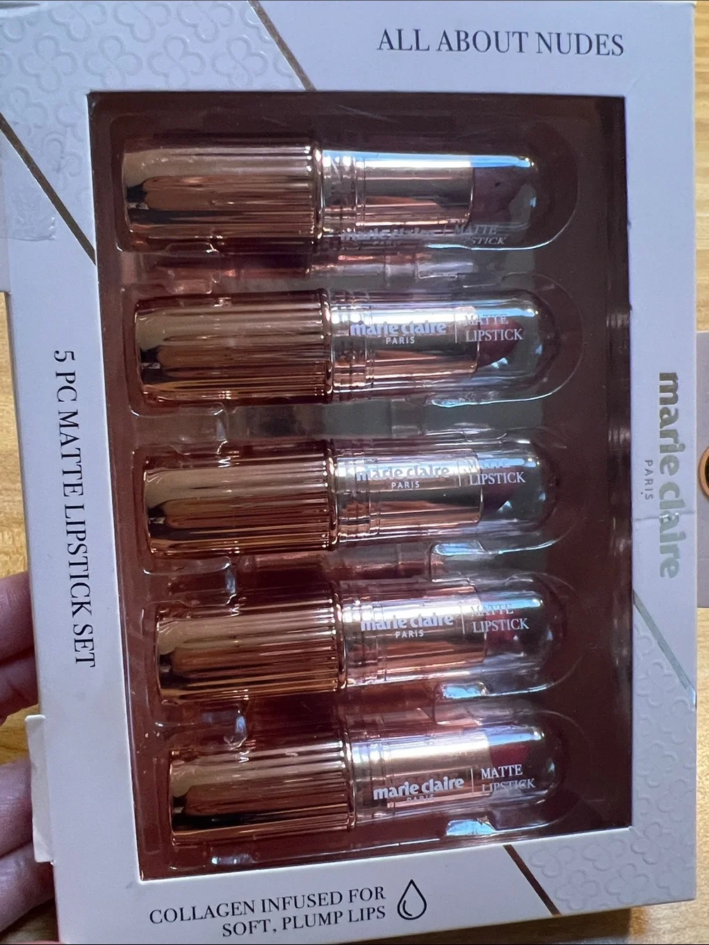 #2811**marie claire 5-Piece Matte Lipstick Set - Nude & Pink Shades